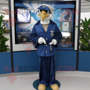 Navy Archeopteryx mascot costume character dressed with a Windbreaker and Keychains