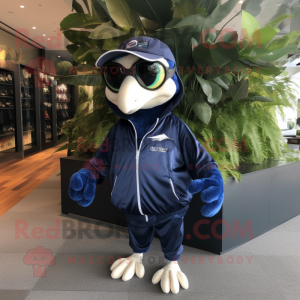 Navy Archeopteryx mascot costume character dressed with a Windbreaker and Keychains