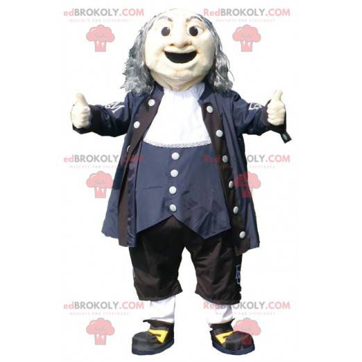 Vecchio mascotte in abito nero blu e bianco - Redbrokoly.com