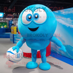 Blue Volleyball Ball mascot costume character dressed with a Swimwear and Coin purses