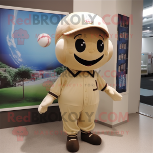 Beige Baseball Ball mascot costume character dressed with a Shorts and Bow ties