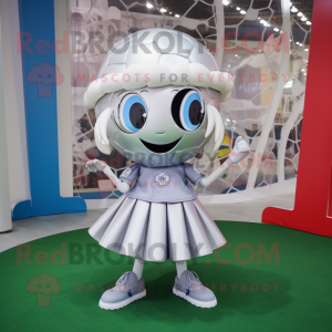 Silver Soccer Goal mascot costume character dressed with a Mini Skirt and Hats