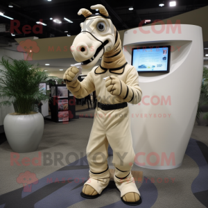 Beige Quagga maskot kostume...