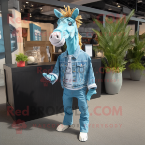 Cyan Quagga maskot kostume...