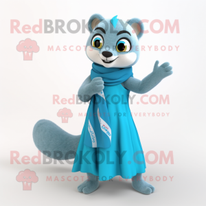 Cyan Weasel maskot kostume...