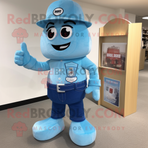 Sky Blue Chief mascot costume character dressed with a Bootcut Jeans and Wallets