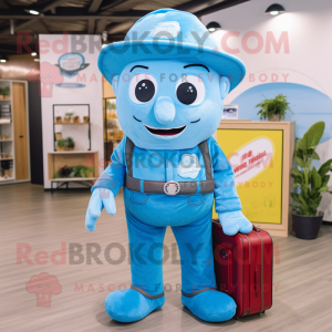 Sky Blue Chief mascot costume character dressed with a Bootcut Jeans and Wallets