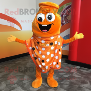 Orange Pizza mascot costume character dressed with a Bodysuit and Scarf clips