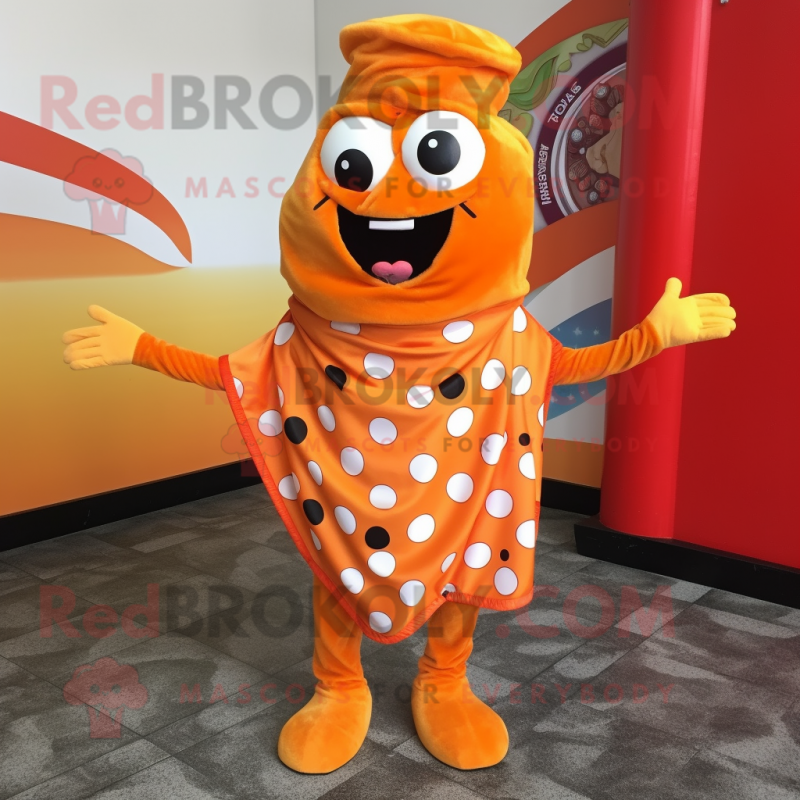 Orange Pizza mascot costume character dressed with a Bodysuit and Scarf clips Orange Pizza mascot costume character dressed with a Bodysuit and Scarf clips
