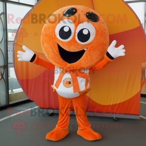 Orange Pizza mascot costume character dressed with a Bodysuit and Scarf clips