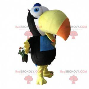 Mascote de tucano gigante, fantasia de papagaio muito engraçada