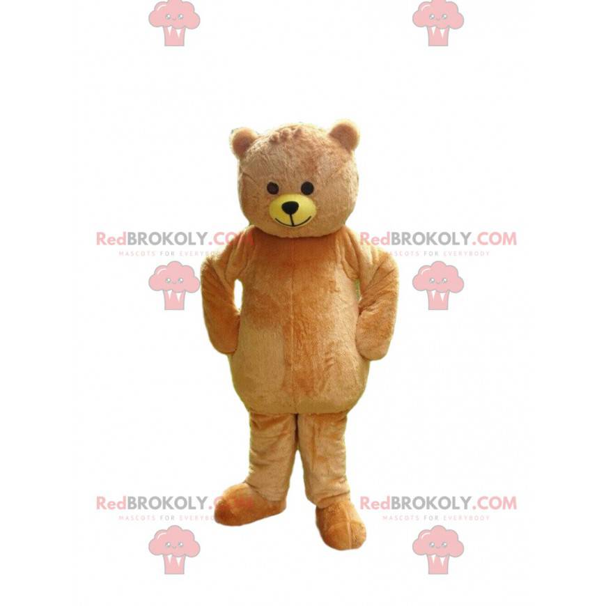beige teddybeer mascotte, teddybeer kostuum - Redbrokoly.com