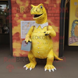 Geel Iguanodon mascotte...