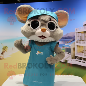 nan Dormouse mascot costume character dressed with a Swimwear and Headbands
