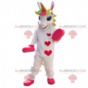 Mascotte de licorne blanche et rose, costume féérique -