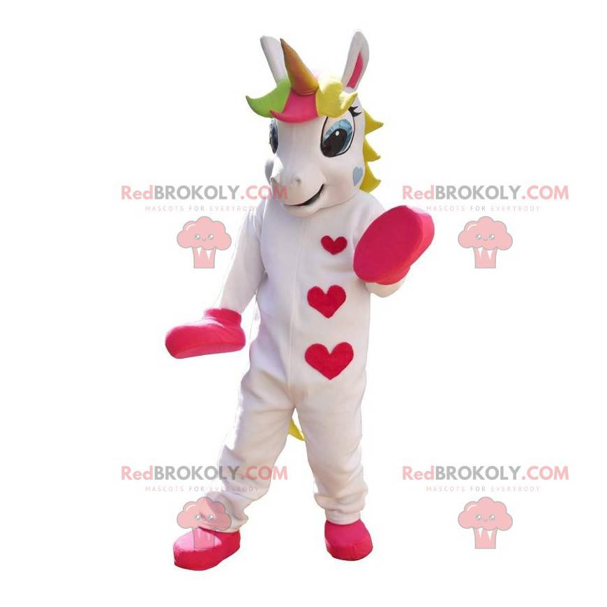 White and pink unicorn mascot, fairy costume - Redbrokoly.com