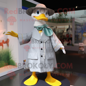 Gray Duck maskot kostume...