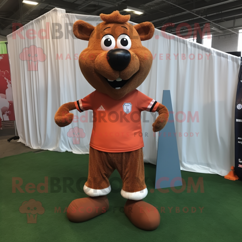 Rust Soccer Goal mascot costume character dressed with a Poplin Shirt and Shoe laces Rust Soccer Goal mascot costume character dressed with a Poplin Shirt and Shoe laces