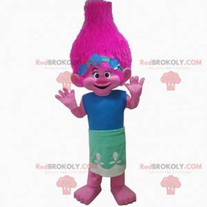 Mascotte de troll rose, costume de créature rose -