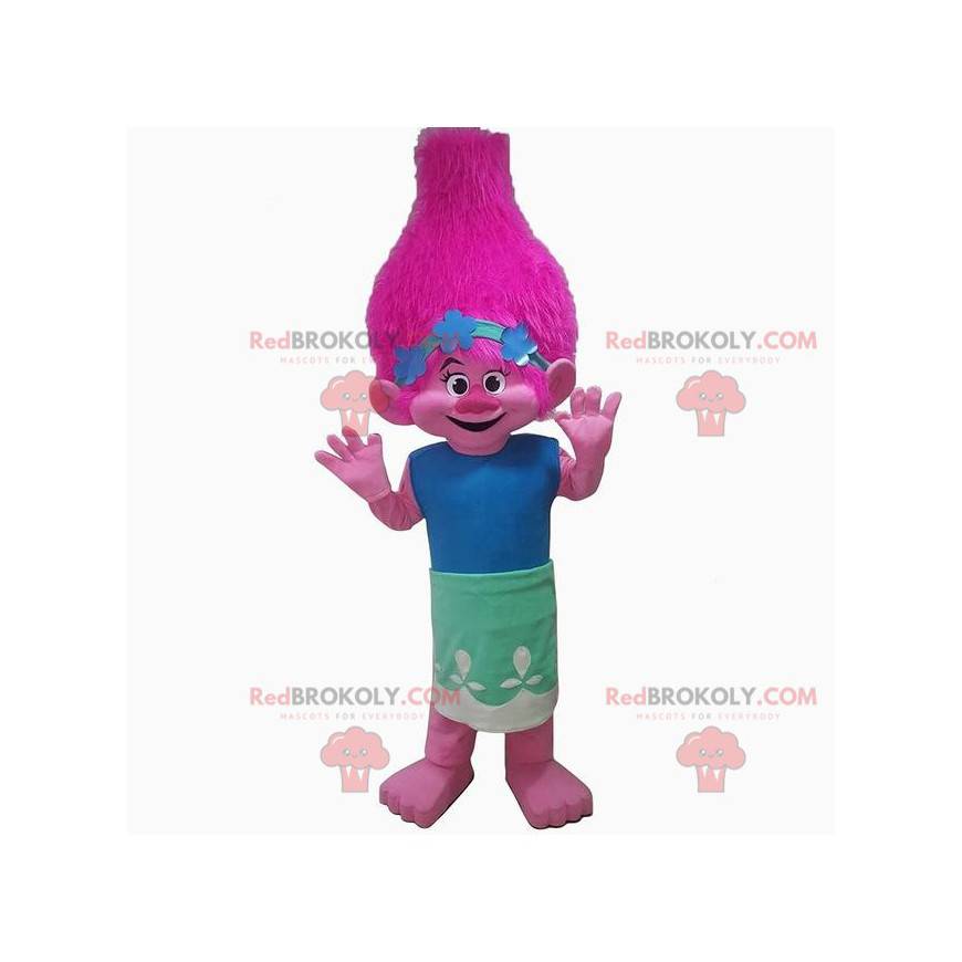 Mascotte de troll rose, costume de créature rose -