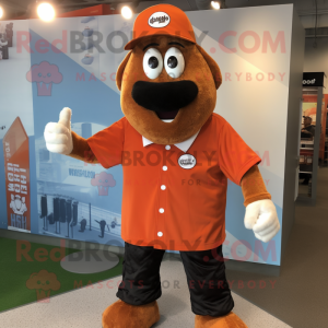 Rust Soccer Goal mascot costume character dressed with a Poplin Shirt and Hat pins