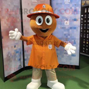 Rust Soccer Goal mascot costume character dressed with a Poplin Shirt and Hat pins