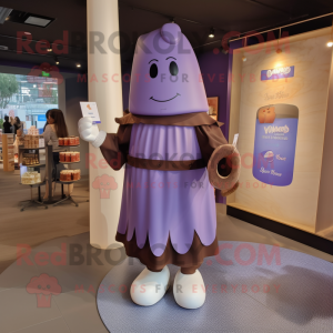 Lavender Chocolate Bar mascot costume character dressed with a Culottes and Hairpins