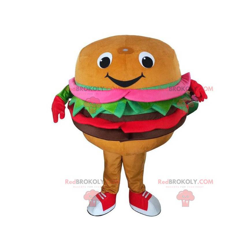 Maskot hamburger, kostým rychlého občerstvení, obří hamburger -