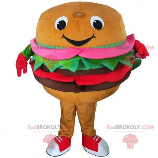 Maskot hamburger, kostým rychlého občerstvení, obří hamburger -