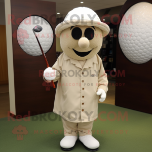 Beige golfball maskot drakt...