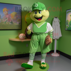 Lime Green Irish Dancing Shoes mascot costume character dressed with a Baseball Tee and Coin purses