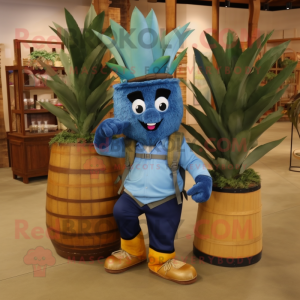 Blue Pineapple mascot costume character dressed with a Cargo Pants and Shoe clips