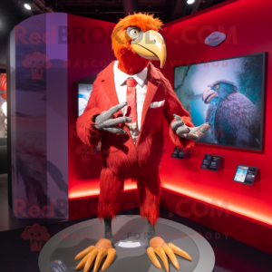 Red Vulture mascot costume character dressed with a Blazer and Bracelets