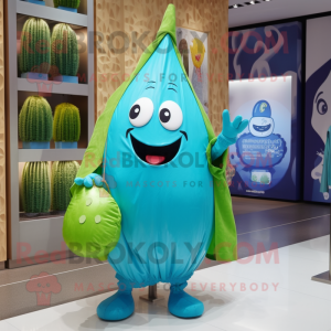 Cyan Onion maskot kostume...