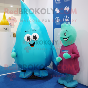 Cyan lök maskot kostym...