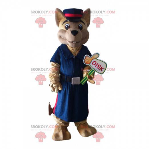 Maskot psa v uniformě, kostým policisty, železniční dělník -