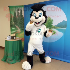 Cream Skunk mascot costume character dressed with a Capri Pants and Wraps