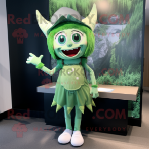Forest Green Tooth Fairy mascot costume character dressed with a Shorts and Headbands