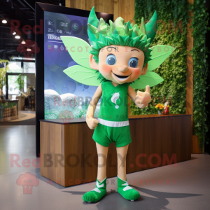 Forest Green Tooth Fairy mascot costume character dressed with a Shorts and Headbands