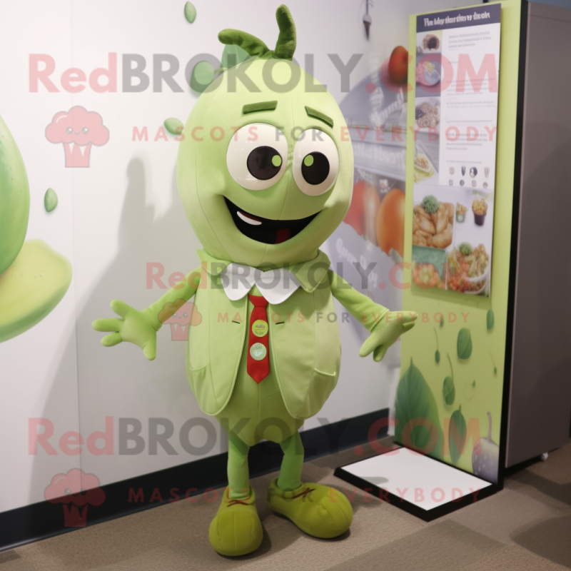 Olive Goulash mascot costume character dressed with a Romper and Tie pins Olive Goulash mascot costume character dressed with a Romper and Tie pins