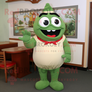 Olive Goulash mascot costume character dressed with a Romper and Tie pins