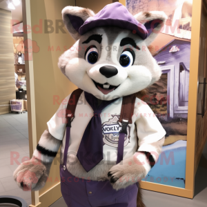 Lavender Raccoon mascot costume character dressed with a Oxford Shirt and Headbands