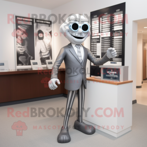 Silver Attorney mascot costume character dressed with a Graphic Tee and Anklets