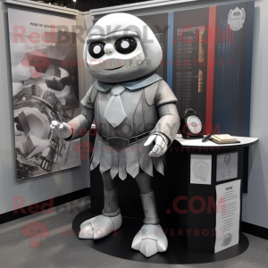 Silver Attorney mascot costume character dressed with a Graphic Tee and Anklets