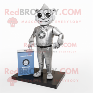 Silver Attorney mascot costume character dressed with a Graphic Tee and Anklets