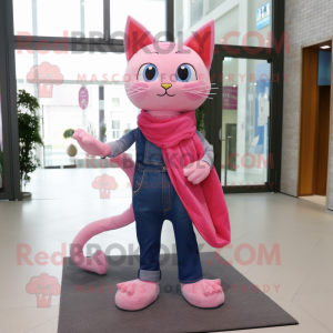 Pink Cat maskot kostyme...