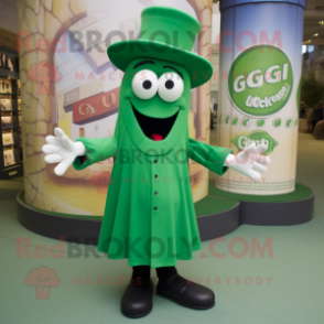 Green Aglet mascot costume character dressed with a Culottes and Cufflinks