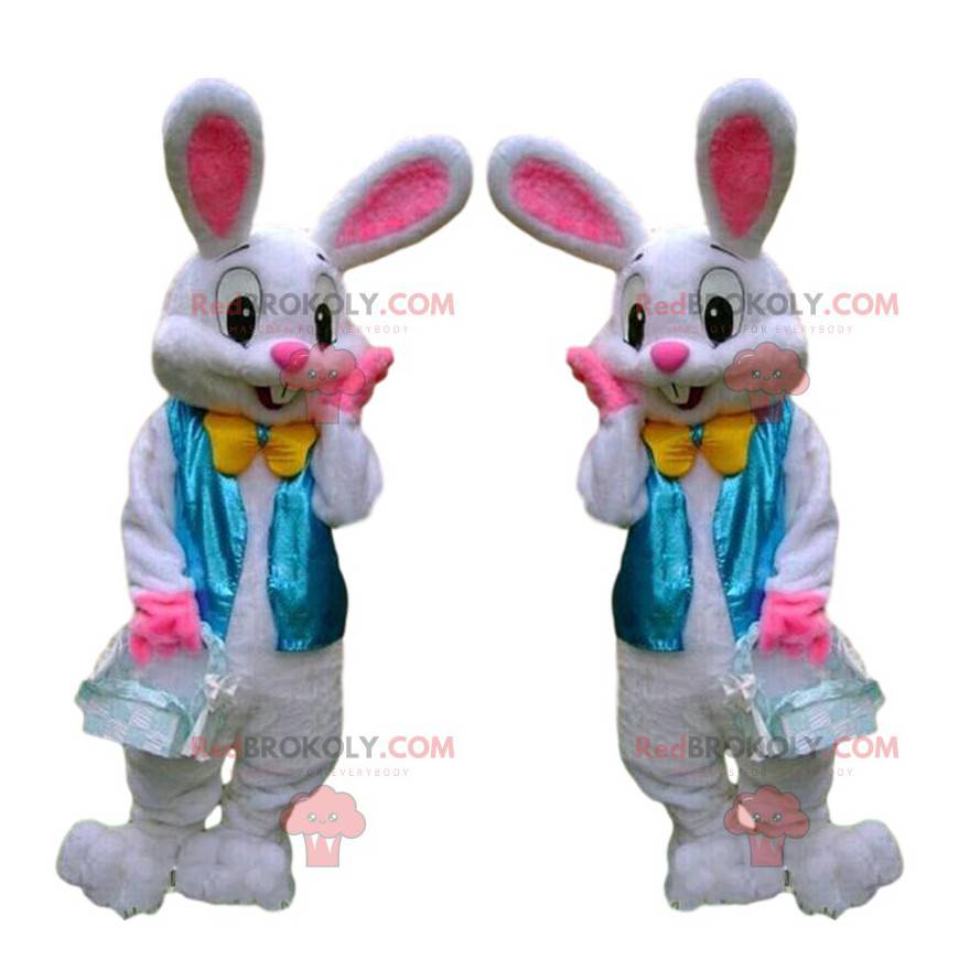 Easter bunny mascot, very elegant white rabbit costume -