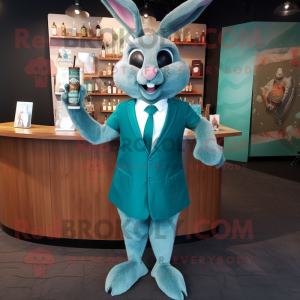 Teal Wild Rabbit mascotte...