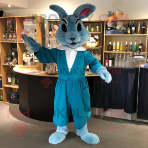 Teal Wild Rabbit mascotte...